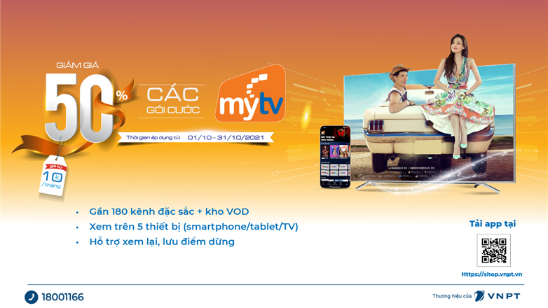 Truyền hình MyTV OTT - Siêu khuyến mại giảm giá 50%, chỉ còn từ 10.000đ/tháng