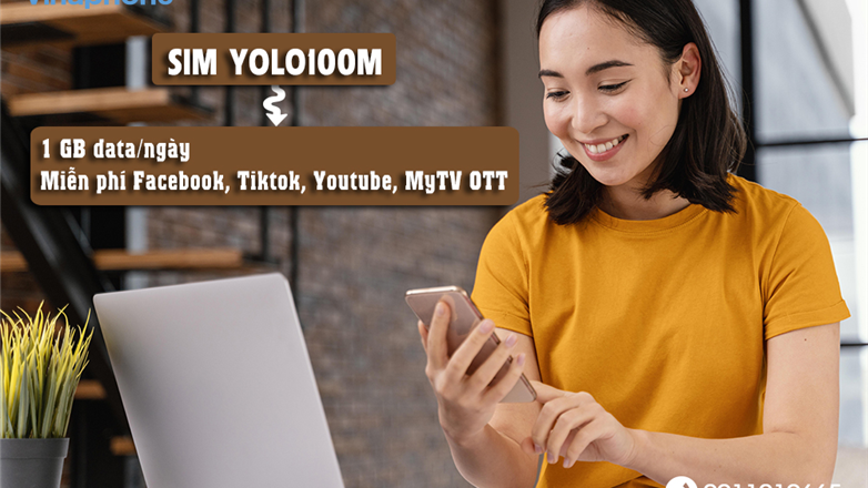 Hướng dẫn đặt mua sim YOLO100M VinaPhone miễn phí sử dụng TikTok, YouTube, Facebook
