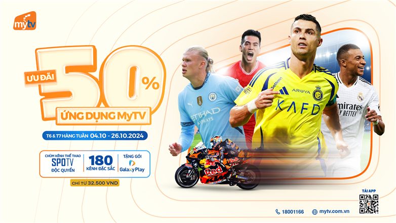 Ứng dụng truyền hình MyTV giảm giá 50%, áp dụng cho mọi nhà mạng