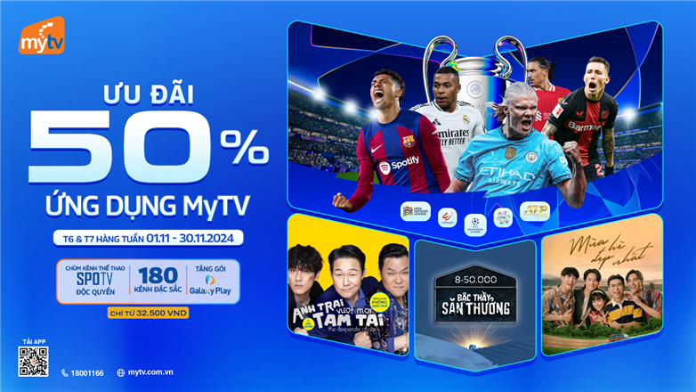 MyTV giảm giá 50% cho gói cước Ứng dụng trong tháng 11/2024