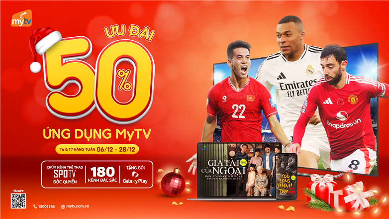 Ưu đãi cuối năm: MyTV giảm giá 50% cho gói cước Ứng dụng dành cho đa nhà mạng