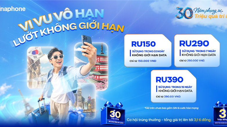 Sim du lịch quốc tế VinaPhone: Vi vu vô hạn - Lướt không giới hạn
