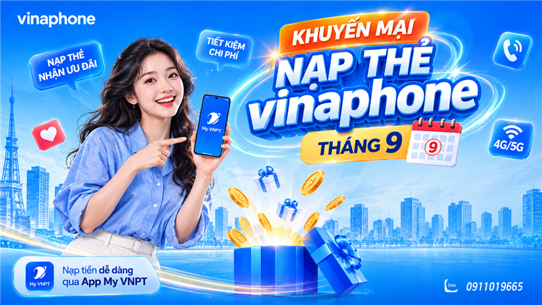 Khuyến mại nạp thẻ VinaPhone tháng 9/2026
