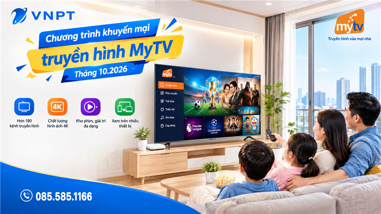 Khuyến mại lắp đặt Truyền hình MyTV tháng 10/2026: Xem thể thao, phim hay, ưu đãi hấp dẫn