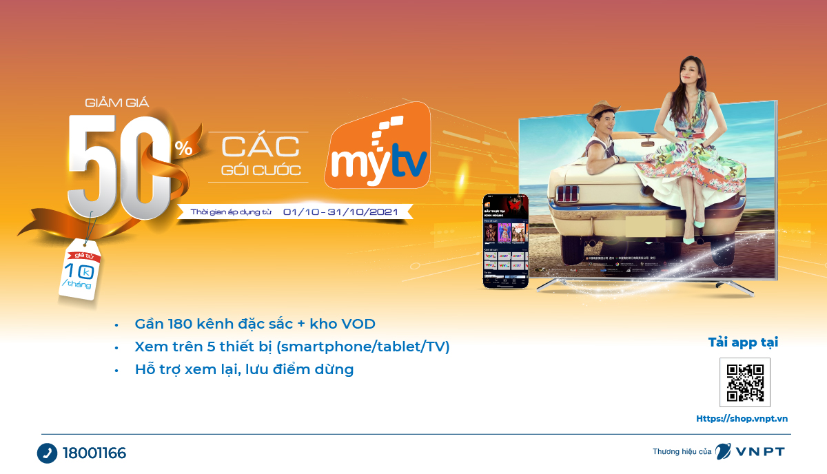 Đăng ký trực tuyến MyTV – khuyến mại 50% giá chỉ còn 10 nghìn đồng