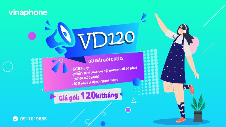 sim kèm gói cước VD120 Vinaphone