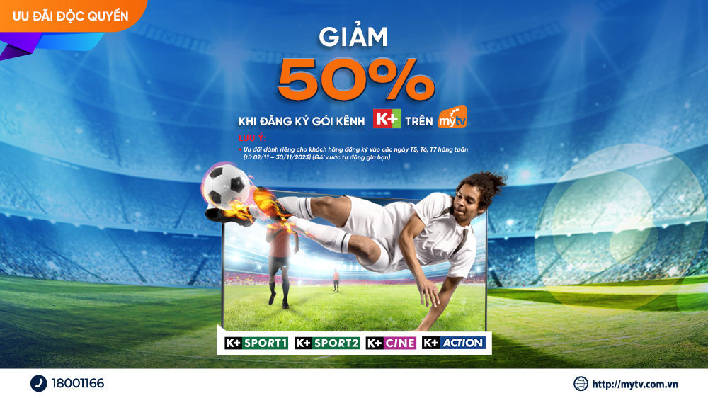 Khuyến mại 50% K+ trên truyền hình MyTV