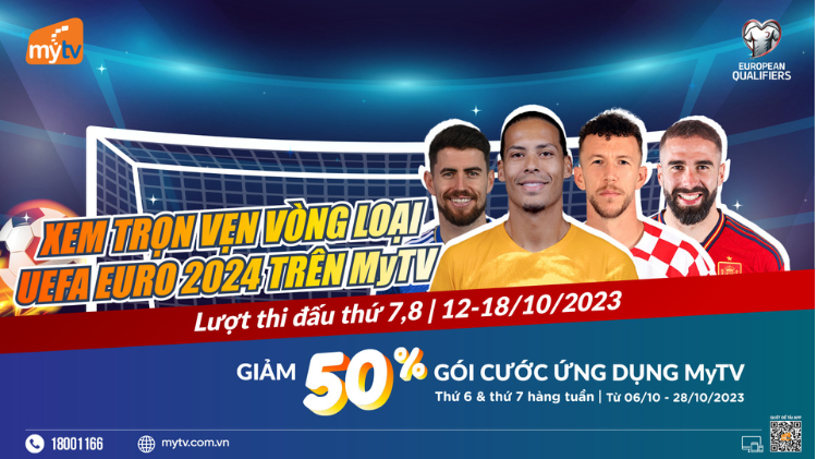 Vòng loại Euro 2024 với lượt trận 7, 8 trở lại trên Truyền hình MyTV