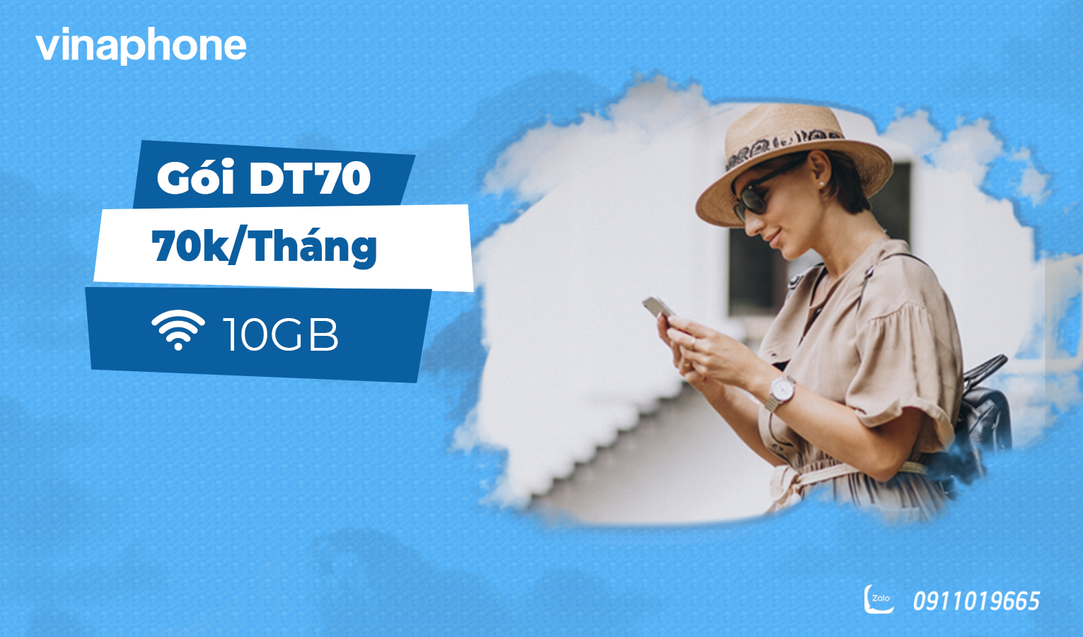 Đăng ký gói DT70 VinaPhone nhận 10GB/tháng chỉ 70k