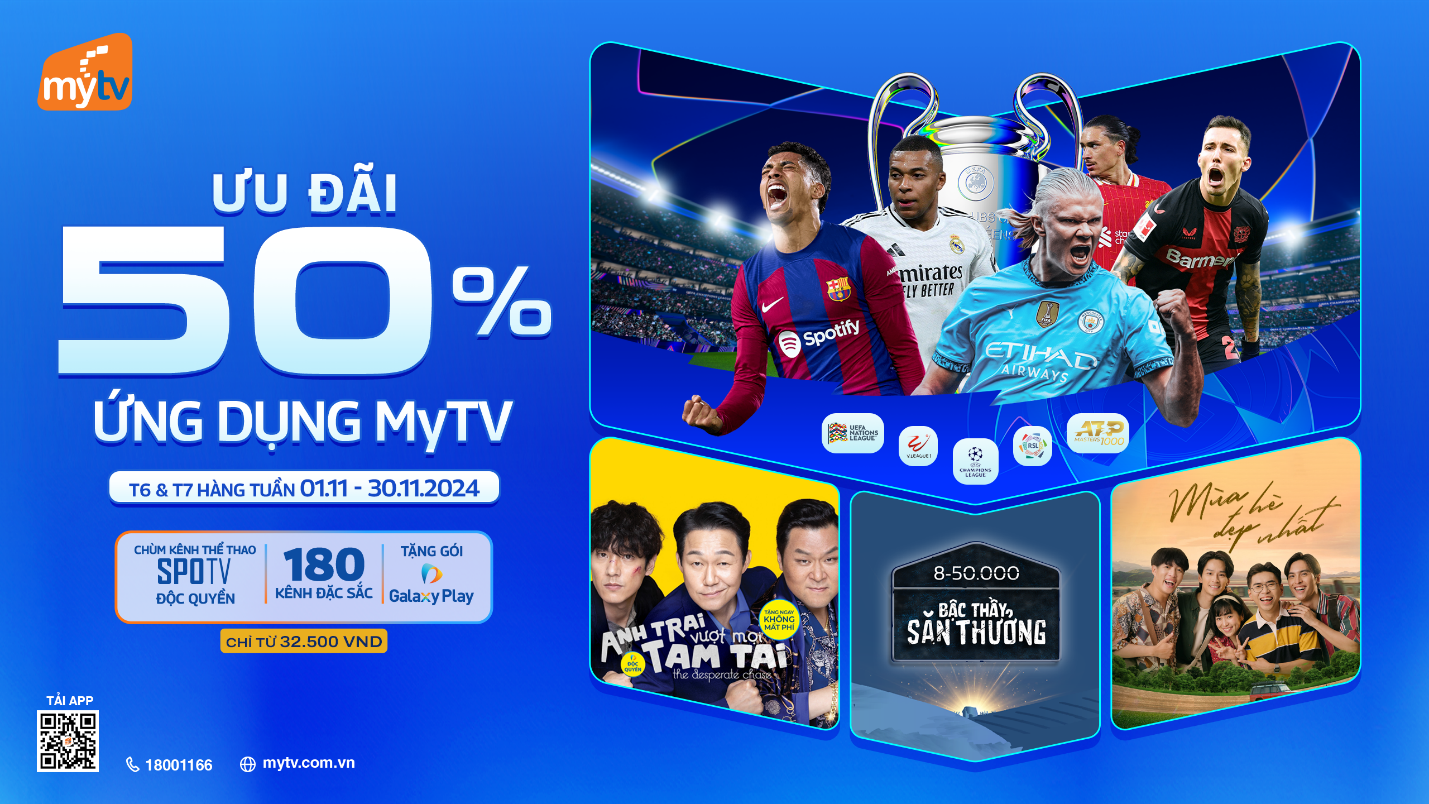 MyTV giảm giá 50% cho gói cước Ứng dụng trong tháng 11/2024