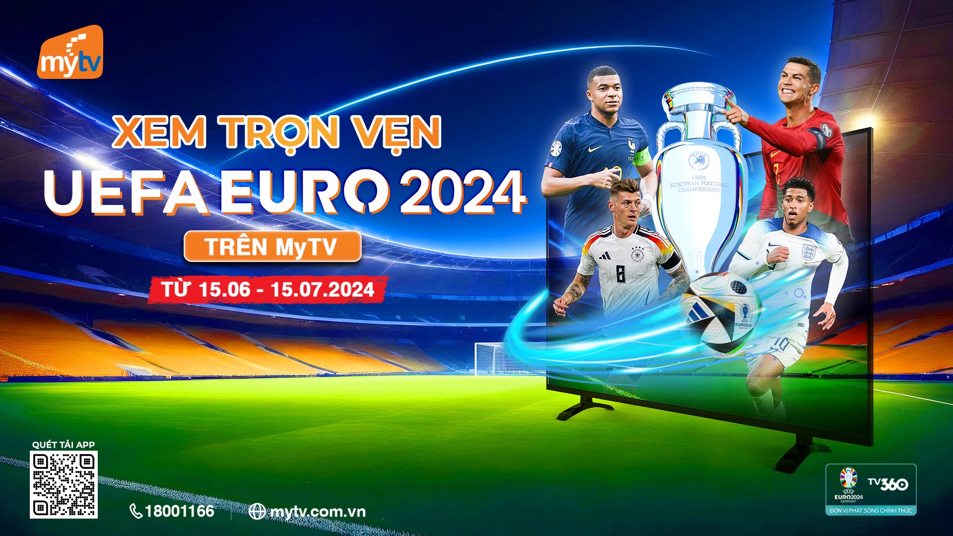 Xem trọn vẹn vòng chung kết Euro 2024 trên dịch vụ MyTV