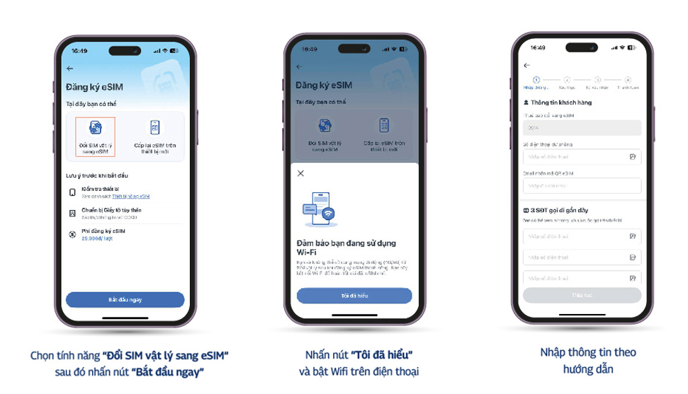 Cách đổi SIM vật lý sang eSIM VinaPhone dễ dàng trên ứng dụng My VNPT