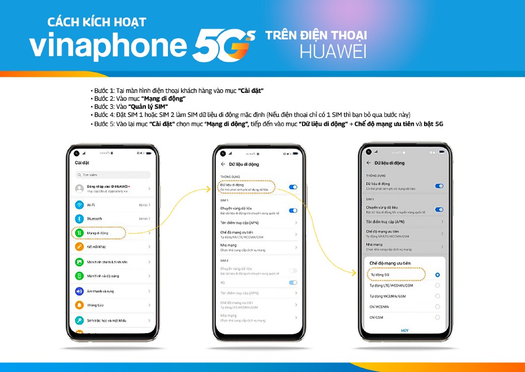 Cách kích hoạt 5G VinaPhone cho từng dòng máy