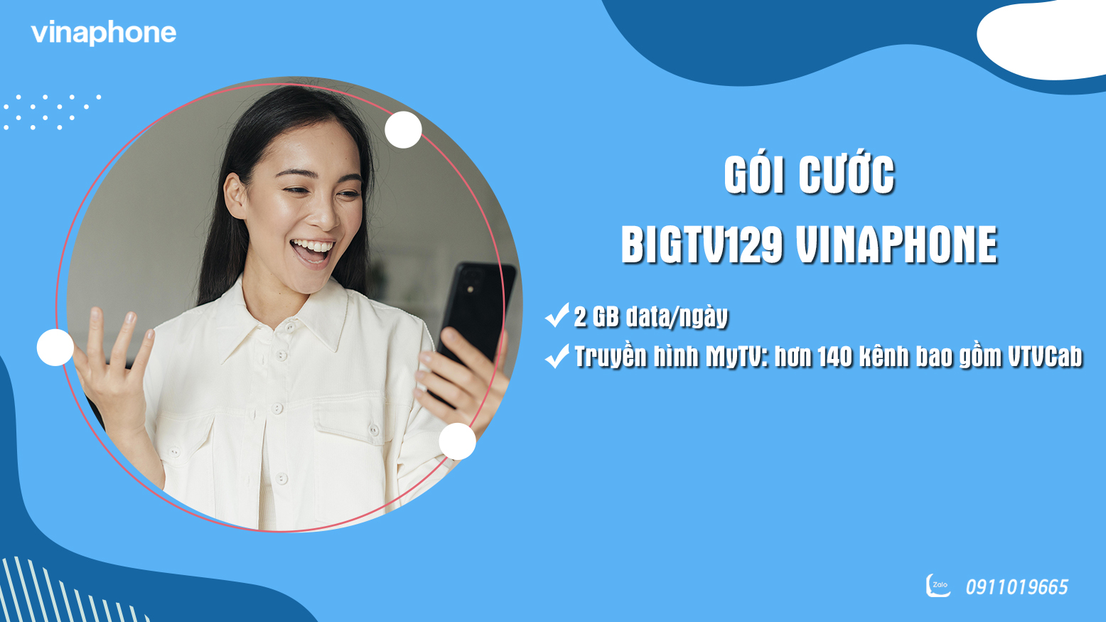 Gói cước BIGTV129 của VinaPhone miễn phí MyTV và 60GB tháng