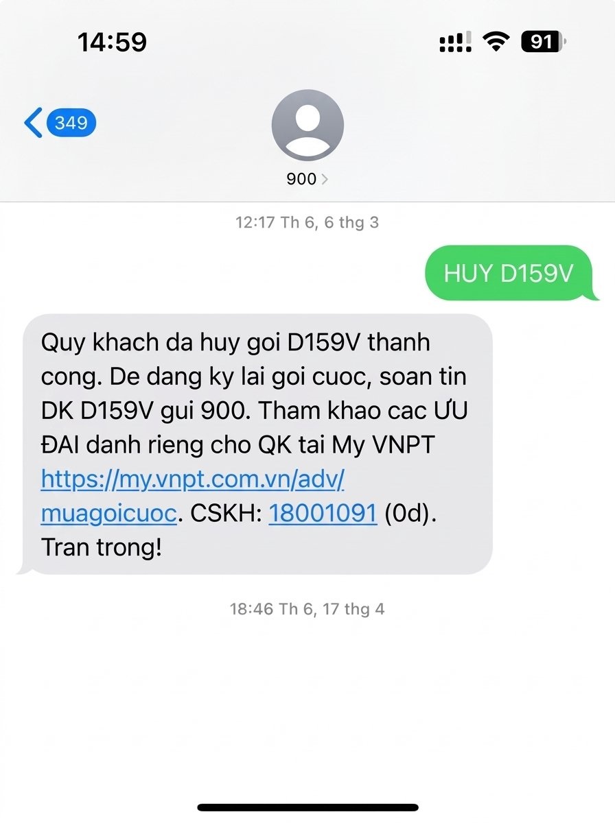 Hướng dẫn hủy gói cước Vinaphone