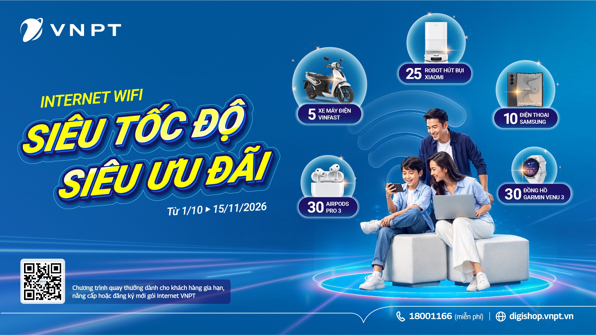 Đăng ký, nâng cấp Internet VNPT cơ hội nhận quà khủng
