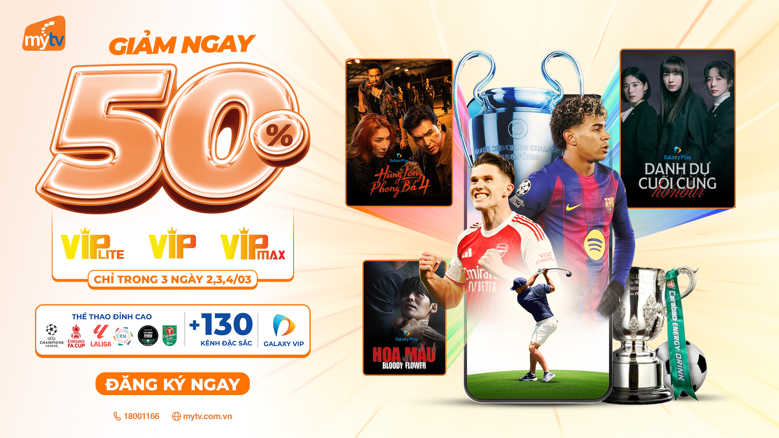 Chọn ngay “Ngày đôi” hưởng ưu đãi 50% gói dịch vụ đa nhà mạng của MyTV