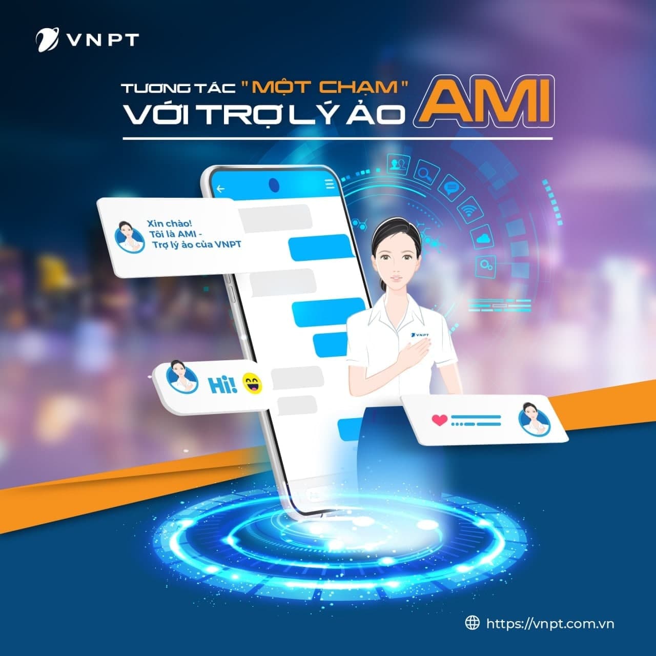 Trợ lý ảo thông minh AMI tích hợp trên website và ứng dụng MyVNPT giải đáp 24/7