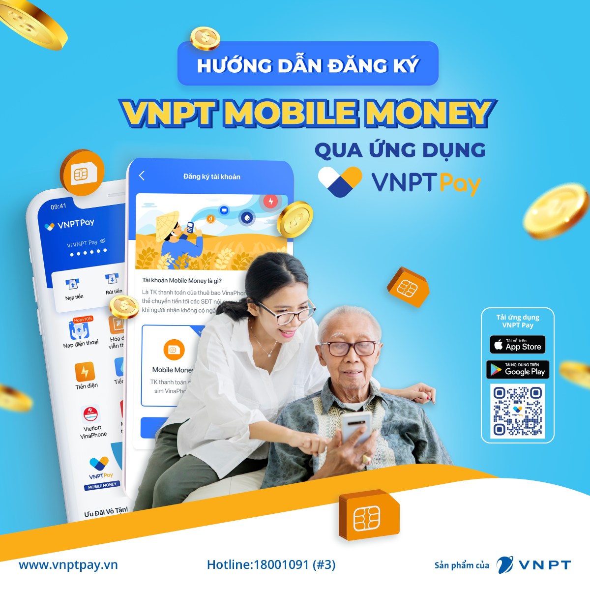 hướng dẫn đăng ký Mobile money VNPT